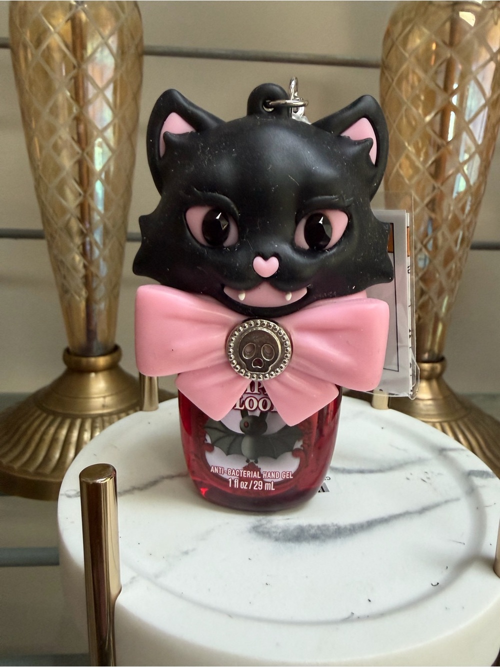 Bath & Body Works Black Cat PocketBac Holder with Pink Bow & PocketBac NWT